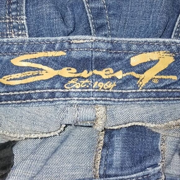 Seven7 Jeans Blue Denim Skinny Stretch Embroidered Womens Size 12 - Picture 6 of 10